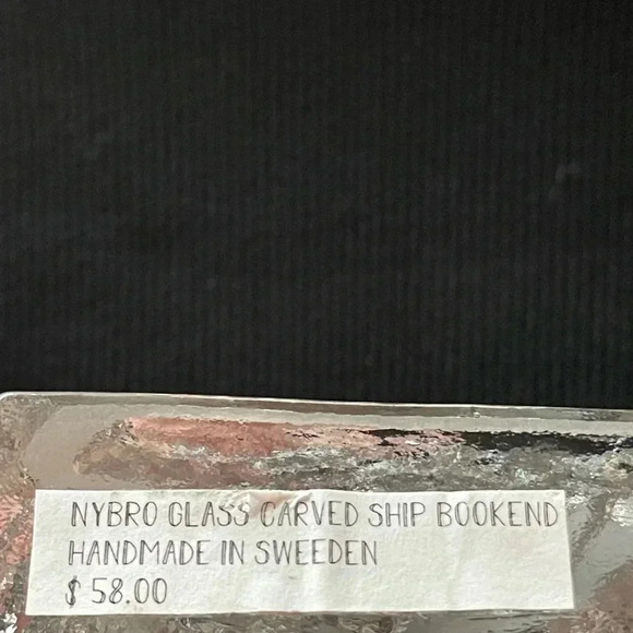 Bookend - Nybro Glass carved ship -made in Sweden - Picture 3 of 3